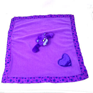 Baby Boom Purple Teddy Bear Plush Lovey Polka Dot Trim 18" Security Blanket